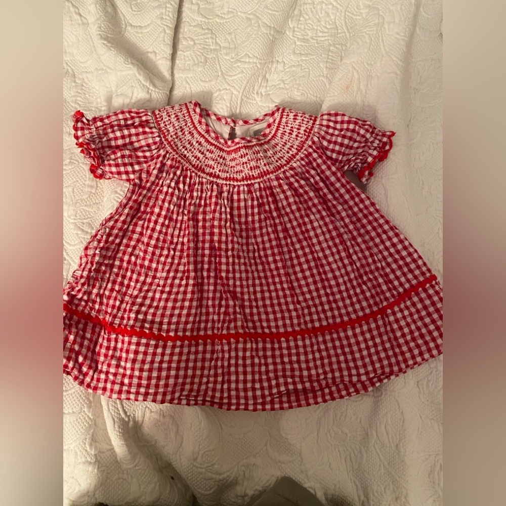 Smocked Red Gingham Dress